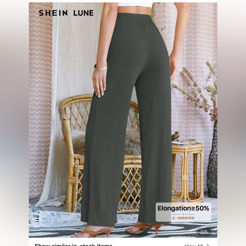 SHEIN Olive Wide Leg Pants - Picture 5 of 15